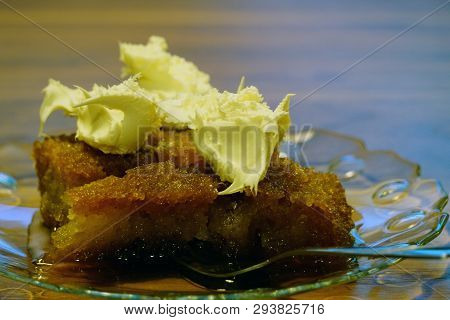 Crumpets In Thick Syrup Turkish Dessert Ekmek Kadayifi