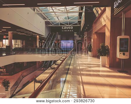 Tbilisi, Georgia - October 11, 2018: Cinema Cavea And Cafe At The Modern Shopping Mall 