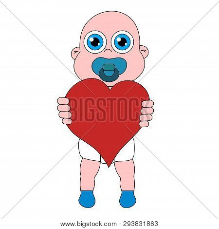 Baby With Heart. Stock Vector Isolated Illustration
