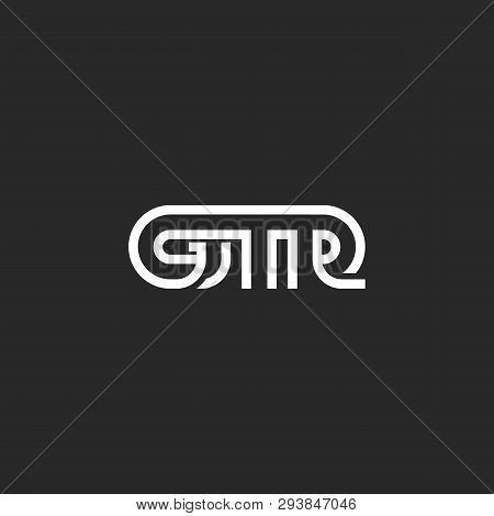 Abbreviation Gtr Logo Monogram, Initials Of Three Letters G, T, R Stylish Linear Black And White Des
