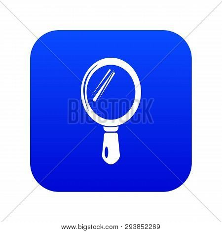 Hand Mirror Icon Blue Vector Isolated On White Background
