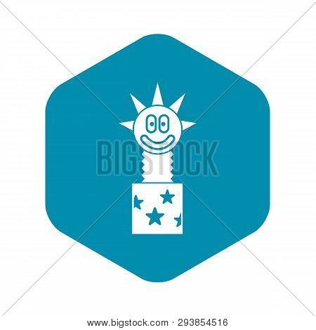 Toy Jumping Out Of Box Icon In Simple Style Isolated On White Background. Jest Symbol