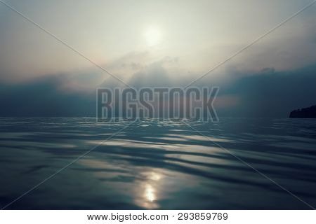 Beautiful Sunset Sky And Calm Sea Water. Summer Sea Sunset, Karon Beach, Phuket, Thailand. Calm Sea 
