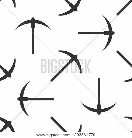 Grey Pickaxe Icon Isolated Seamless Pattern On White Background. Blockchain Technology, Cryptocurren
