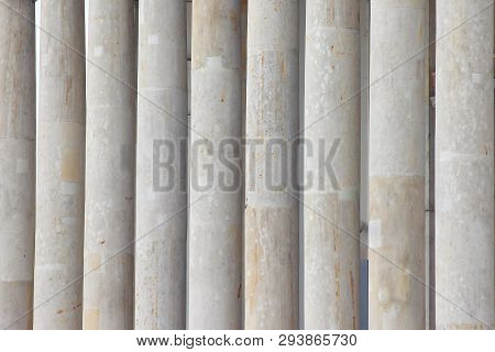 Columns Of Marble, The Background Of The Columns. The Structure Of The Stone Monolith. Smudges From 