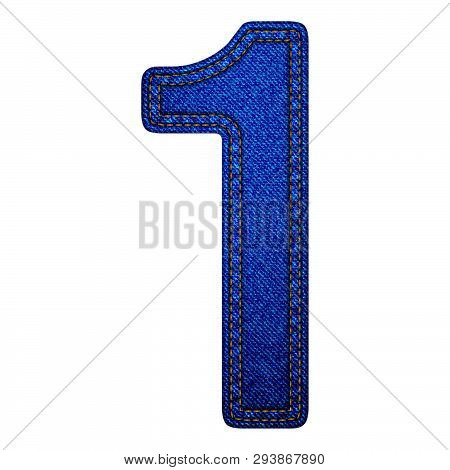 Jeans Alphabet Letters Number 1, Vector Illustration Modern Template Design