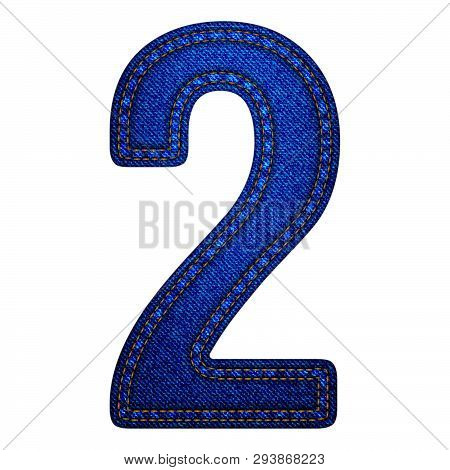 Jeans Alphabet Letters Number 2, Vector Illustration Modern Template Design