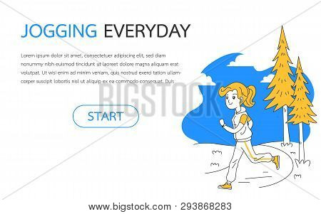 Beautiful Woman Jogging Simple And Clean Line Doodle Vector Illustration