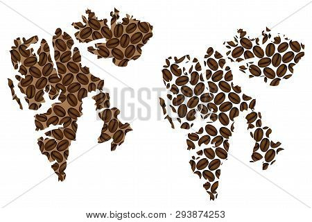 Svalbard - Map Of Coffee Bean, Spitsbergen, Nordaustlandet And Edgeoya (kingdom Of Norway, Norwegian