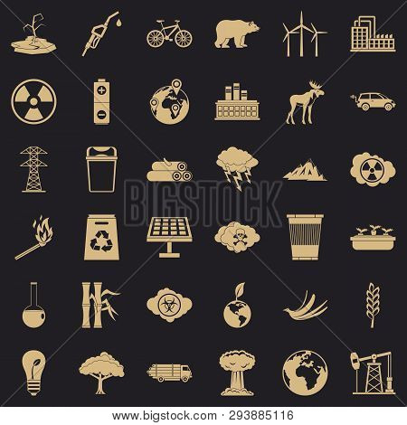 Environmental Icons Set. Simple Style Of 36 Environmental Vector Icons For Web For Any Design
