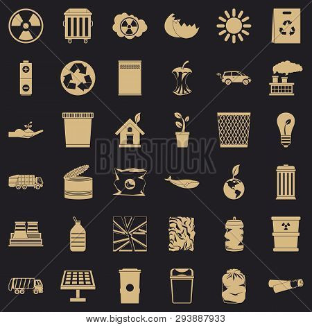 Recycling Icons Set. Simple Style Of 36 Recycling Vector Icons For Web For Any Design