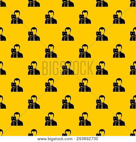 Businessman Holding Smile Mask Pattern Seamless Vector Repeat Geometric Yellow For Any Design