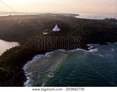 Japanese Peace Pagoda Buddhist Temple Near Unawatuna In Sri Lanka