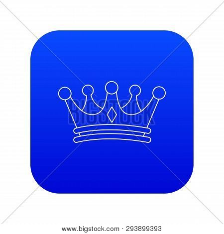 Regal Crown Icon Blue Vector Isolated On White Background