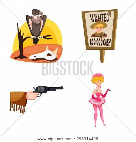 Vector Illustration Of Wild And West Logo. Set Of Wild And American Stock Symbol For Web.