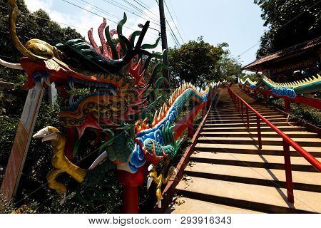 Ko Chang, Thailand - April 10, 2018: Chinese Buddist Temple In The North Area Of The Island - Hierog