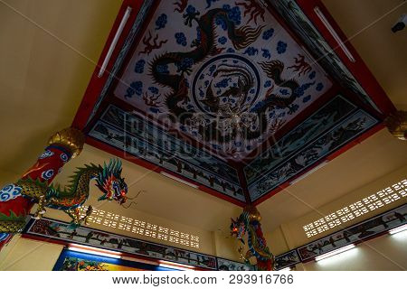 Ko Chang, Thailand - April 10, 2018: Chinese Buddist Temple In The North Area Of The Island - Hierog