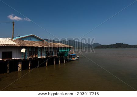 Ko Chang, Thailand - April 10, 2018: Authentic Traditional Fishermens Village On The Island - People