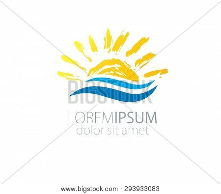 Vector Sign Sun And Ocean Logo Concept