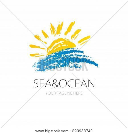 Vector Sign Sun And Ocean Logo Concept