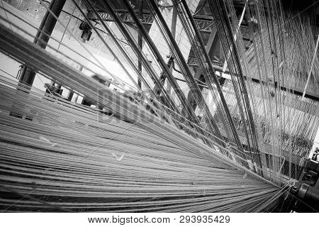 Antique Weaving Loom, Remain Of The Past , When The City Of Sedan, France, Was A Well Known For Mast