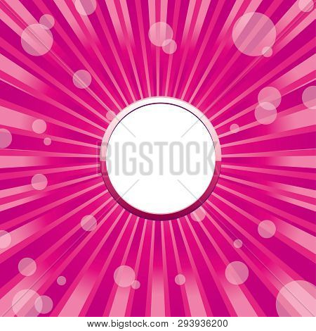 Pink Round Glitter Frame With Sunrays And White Blank Place For Text