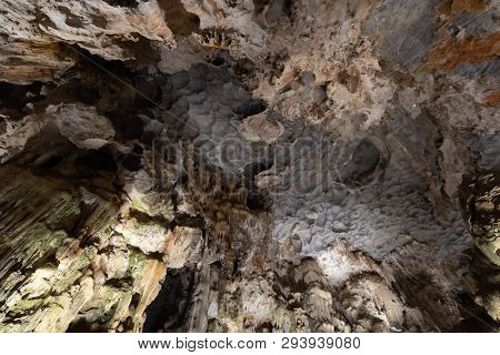 Ha long Bay,Vung Vieng Fishing Village,vietnam Dong Thien Cung Cave or paradise cave one of the most magical caves in Ha long bay famous place for tourist.
