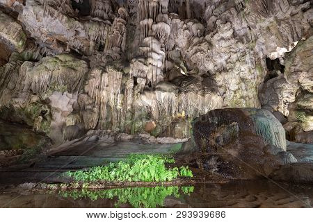 Ha long Bay,Vung Vieng Fishing Village,vietnam Dong Thien Cung Cave or paradise cave one of the most magical caves in Ha long bay famous place for tourist.