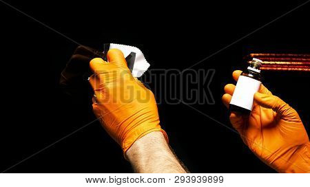 Car Polish Wax Worker Hands Polishing Car. Buffing And Polishing Vehicle With Ceramic. Car Detailing