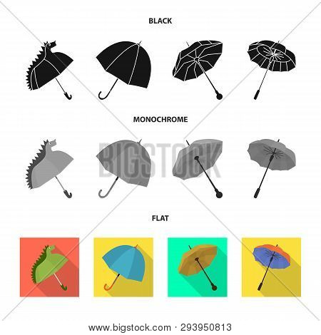 Vector Illustration Of Protection And Closed Sign. Set Of Protection And Rainy Stock Vector Illustra