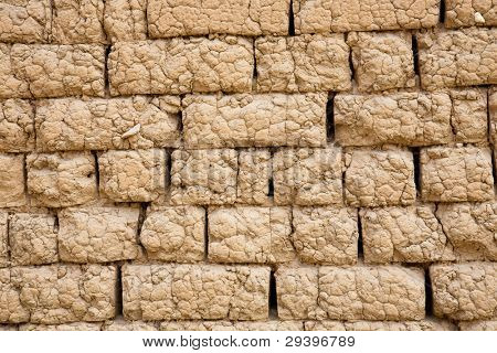 Pared de ladrillos de Adobe