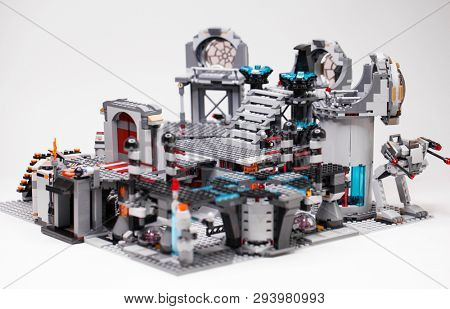 RUSSIA, April 05, 2019. Constructor homemade LEGO Star Wars 75093 Death Star - The last battle without minifigures