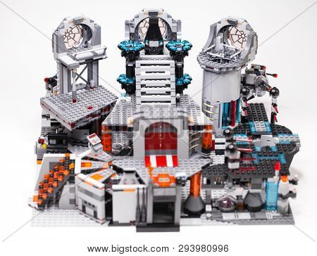 RUSSIA, April 05, 2019. Constructor homemade LEGO Star Wars 75093 Death Star - The last battle without minifigures