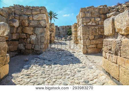 Massive Stone Entrance Gate To The Ancient City Of Megiddo
