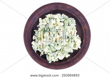 Light Dietary Egg Salad With Spring Greens, Yoghurt Dressing.