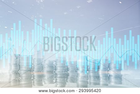 Andle Chart. Business Analysis, Financial Investment Concept. Economic Trend And Blurred Background 