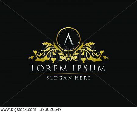 Luxury Gold A Letterlogo Template In Vector For Restaurant, Royalty, Boutique, Cafe, Hotel, Heraldic