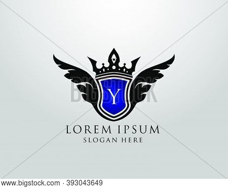 Y Letter Logo. Classy Wings Y Shield Design For Royalty, Restaurant, Automotive, Letter Stamp, Bouti