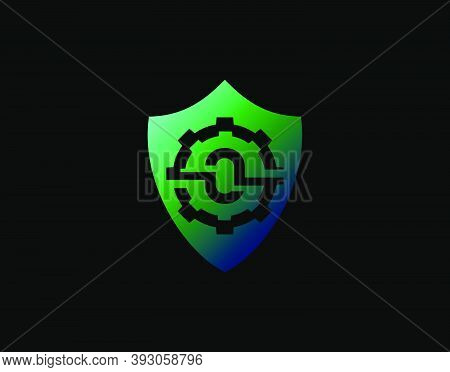 Abstract O Letter Logo With Gear Shape And Modern Shield Design. Security Icon Design Template.