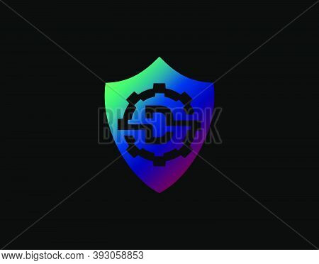 Abstract D Letter Logo With Gear Shape And Modern Shield Design. Security D Icon Design Template.