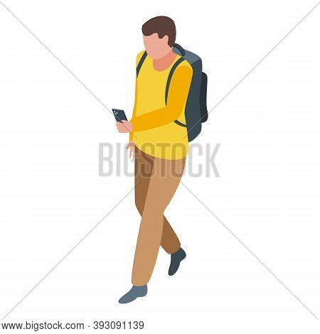Student Make Phone Call Icon. Isometric Of Student Make Phone Call Vector Icon For Web Design Isolat