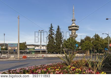 Thessaloniki, Greece - September 22, 2019: Sunset View Of Ote Tower In City Of Thessaloniki, Central