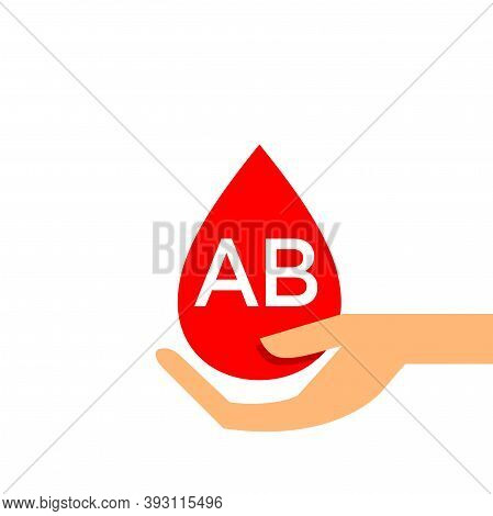 Blood Drop Ab Type On Hand For Icon, Clip Art Red Blood Drop, Blood Ab Type, Drop Blood In Hand Symb