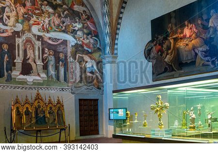 Florence, Italy - February 13, 2019: Basilica Of Santa Maria Novella, A Corner Of The Refectory