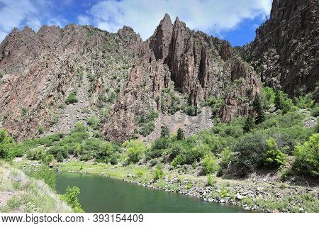 Gunnison River In Black Canyon Of The Gunnison National Park In Colorado, Usa. American Nature.