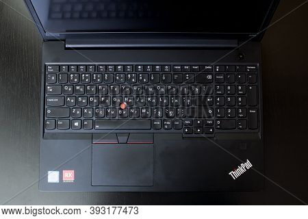 Belarus, Novopolotsk - November 02, 2020: Laptop Thinkpad On Table