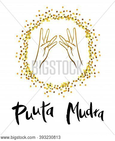 Vector Illustration Of Puuta Mudra. Slimming Mudra. Mudra Cleans Emotional And Energetic Debris.
