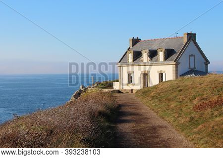Facade Of The Lighthouse Of Millier Point In Beuzec Cap Sizun