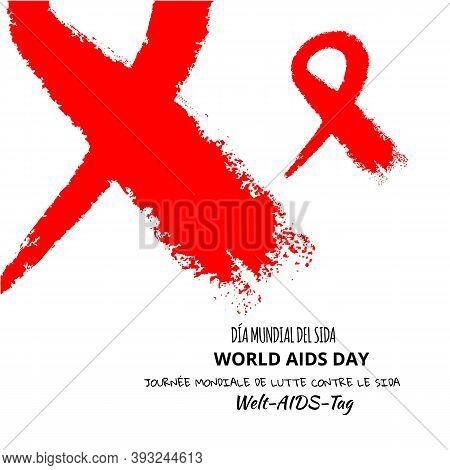 Symbol Aids Stylized Red Ribbon For World Aids Day. Perfect For Poster Or T-shirt. Vector