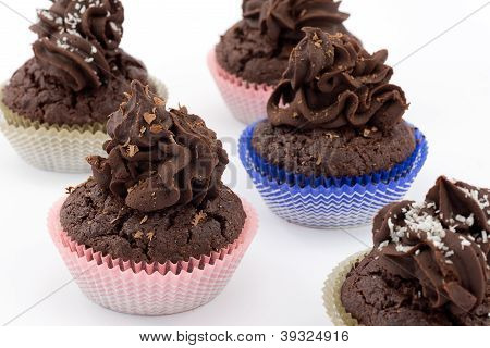 cupcakes med chokolade ganache